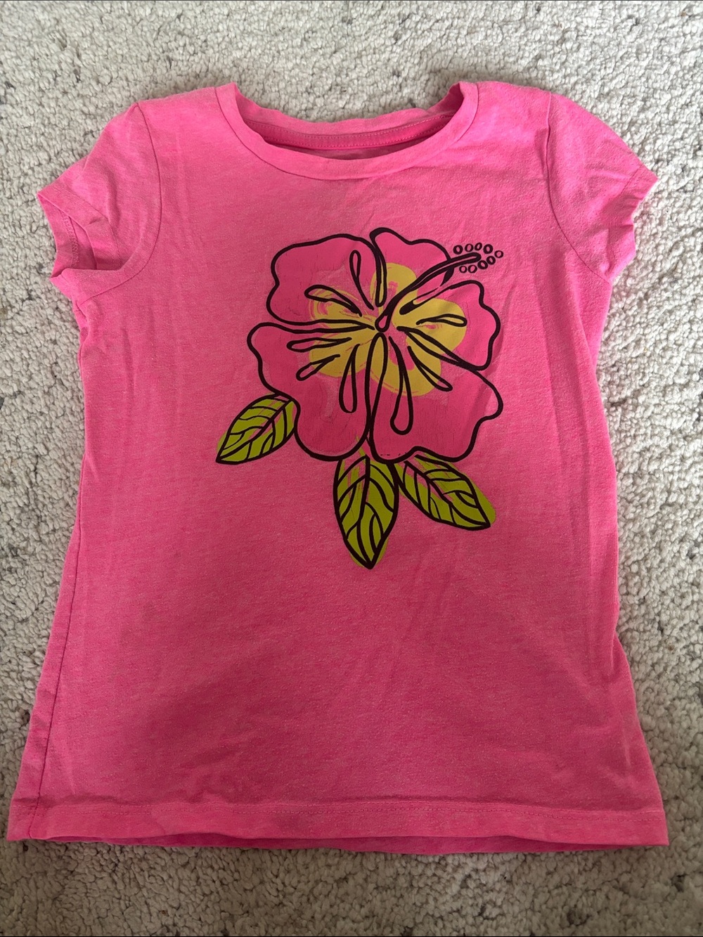 George Girls' Pink Floral Graphic Tee Size 5Y